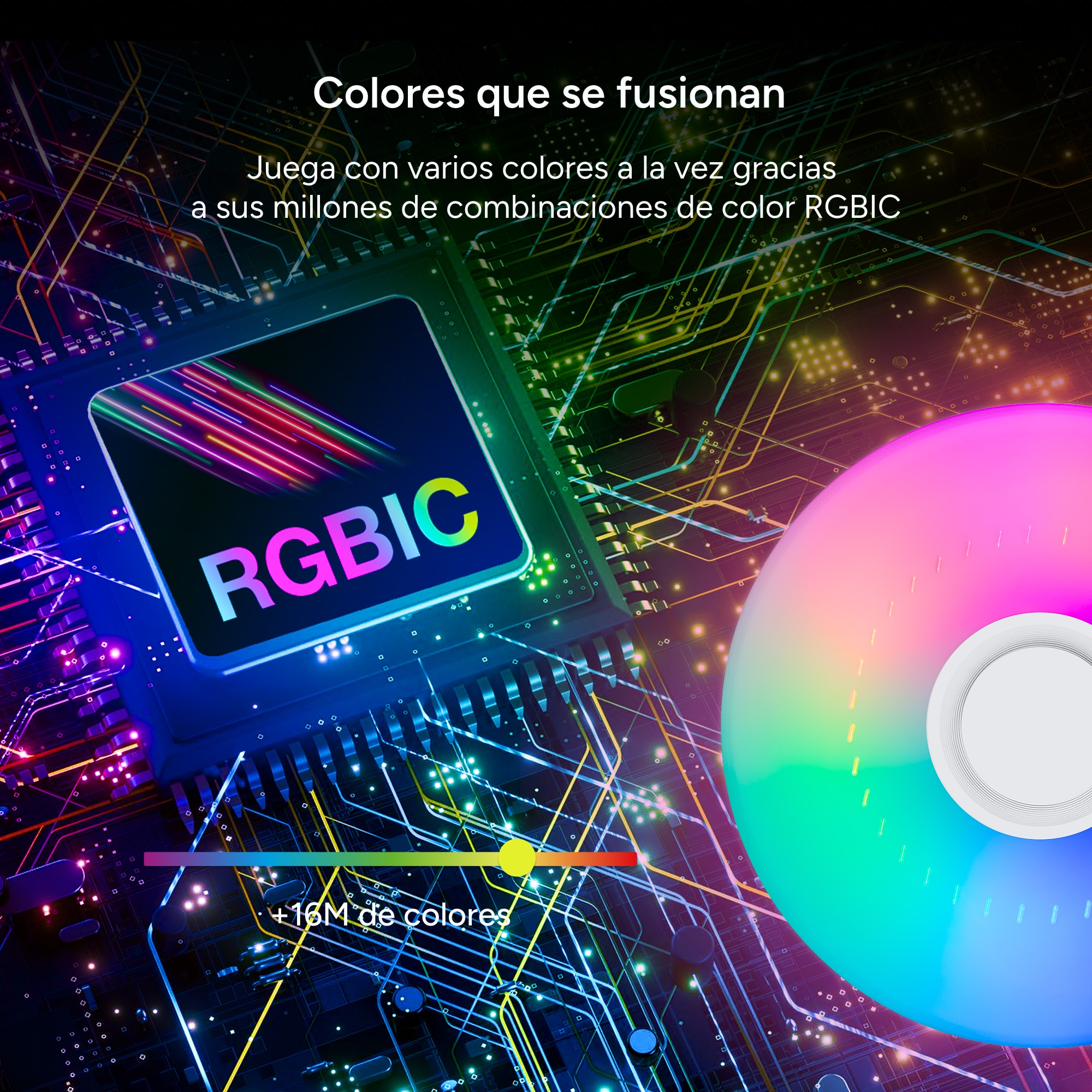 Plafon Inteligente SmartLED Aura com Altifalante RGBIC-CCT Ø49 cm, 66 W, 7200 Lm Branco-7