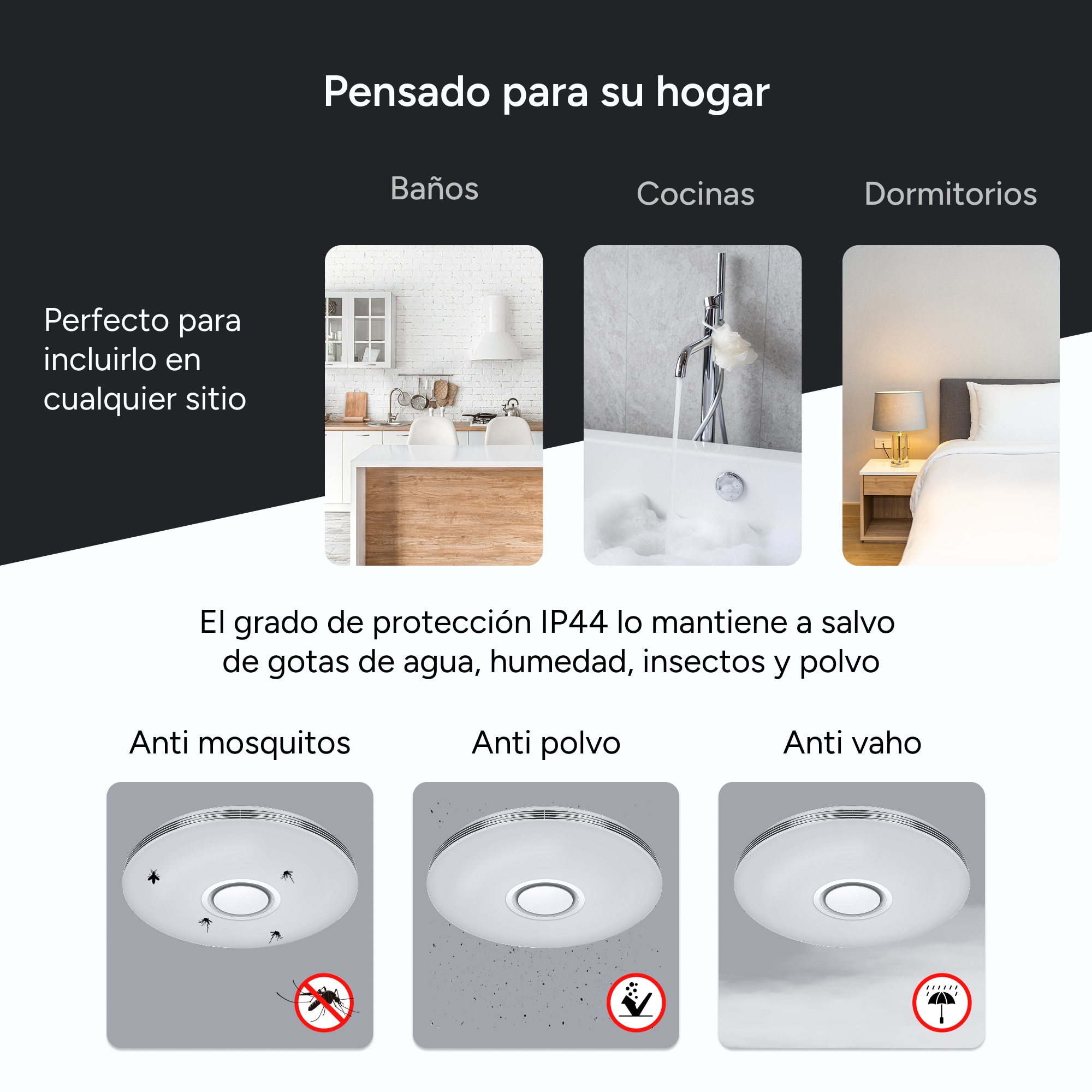 Plafon Inteligente SmartLED Aura com Altifalante RGBIC-CCT Ø49 cm, 66 W, 7200 Lm Branco-9
