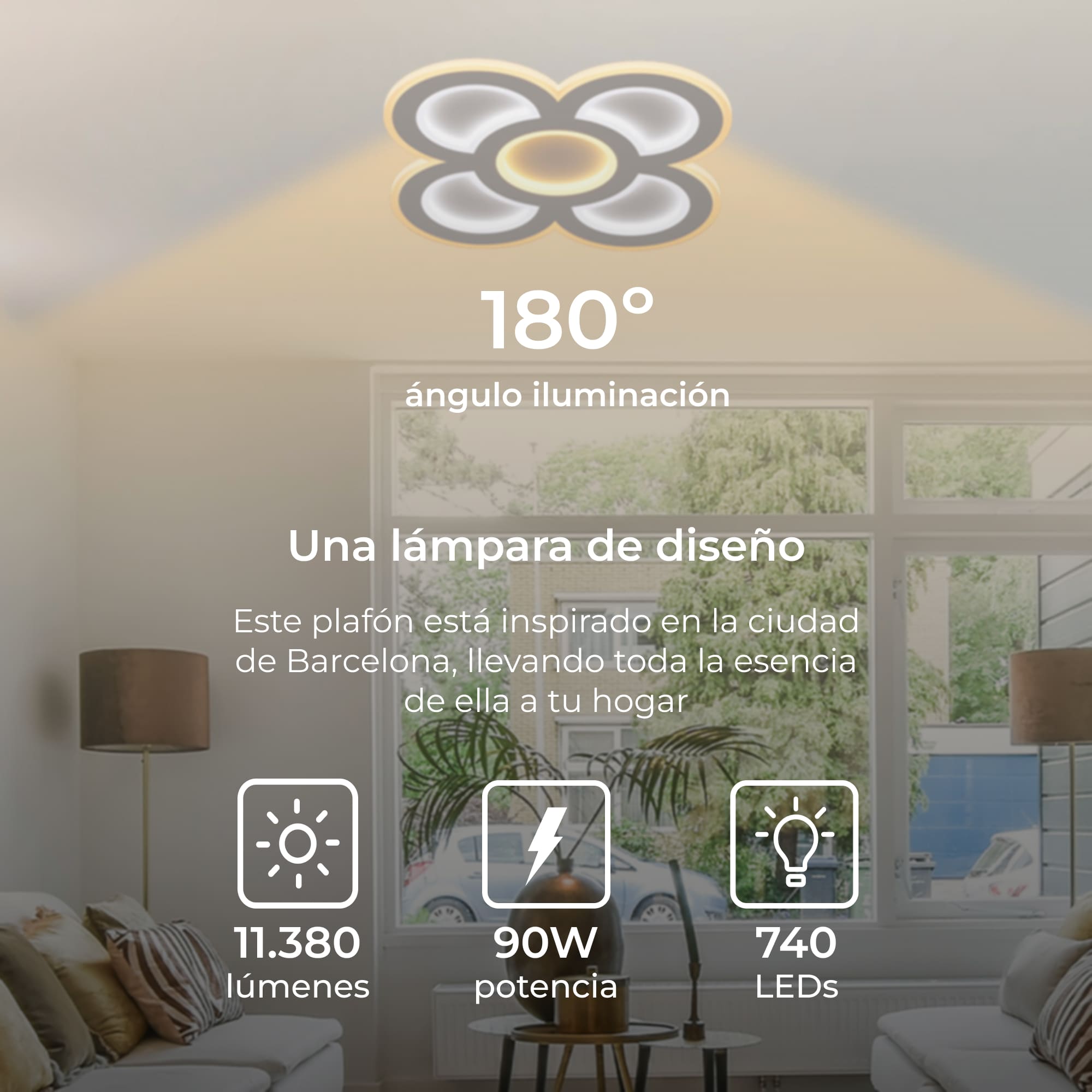 Plafon Inteligente SmartLED Barcelona CCT Ø40 cm 90 W 11 387 lm Branco-6