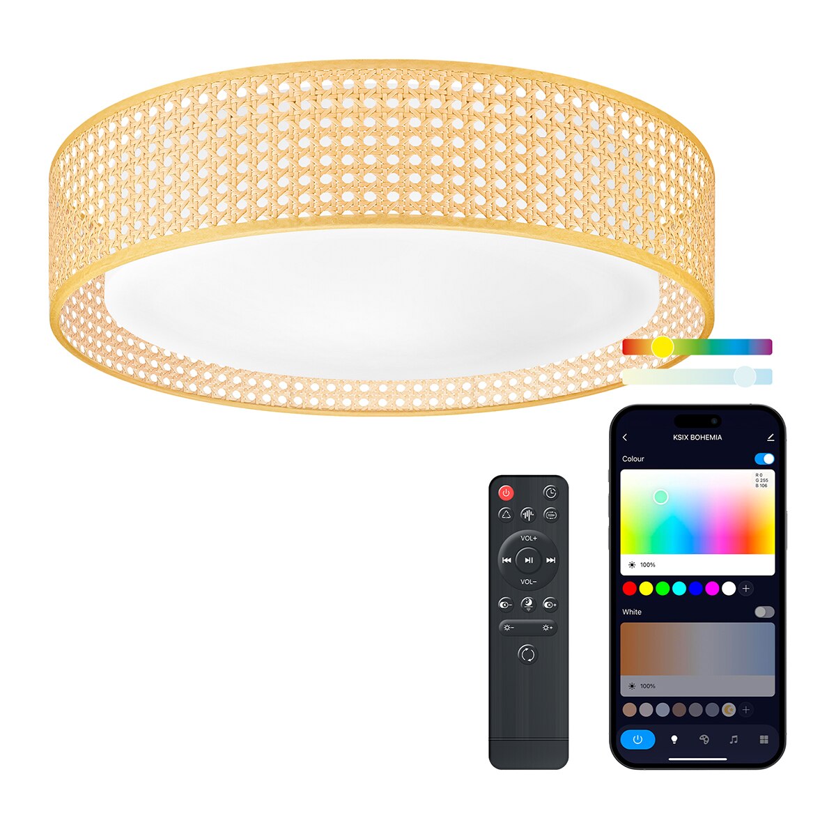 Plafón Inteligente SmartLED con Altavoz Bohemia RGBIC-CCT Ø46 cm 35W 4000 lm Blanco / Amarillo-2