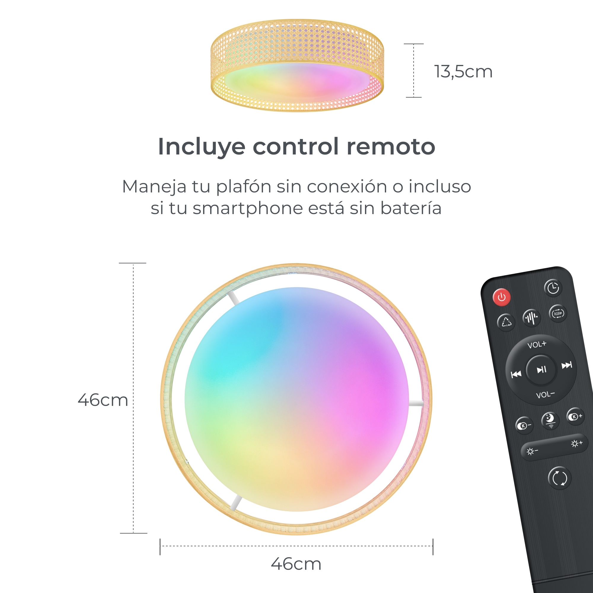 Plafón Inteligente SmartLED con Altavoz Bohemia RGBIC-CCT Ø46 cm 35W 4000 lm Blanco / Amarillo-9