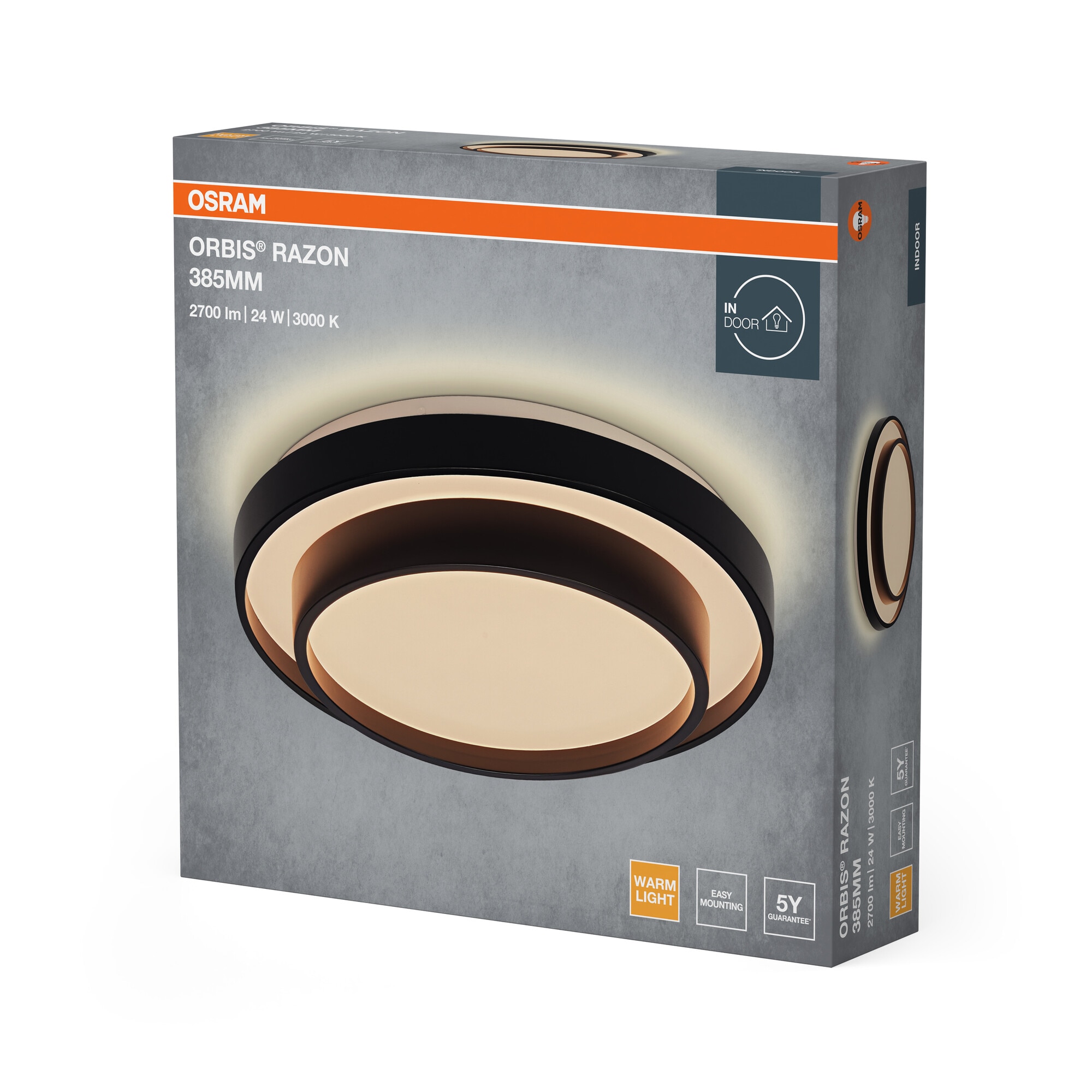 Plafon LED 24 W 3000 K 38,5 cm - Preto Preto-2