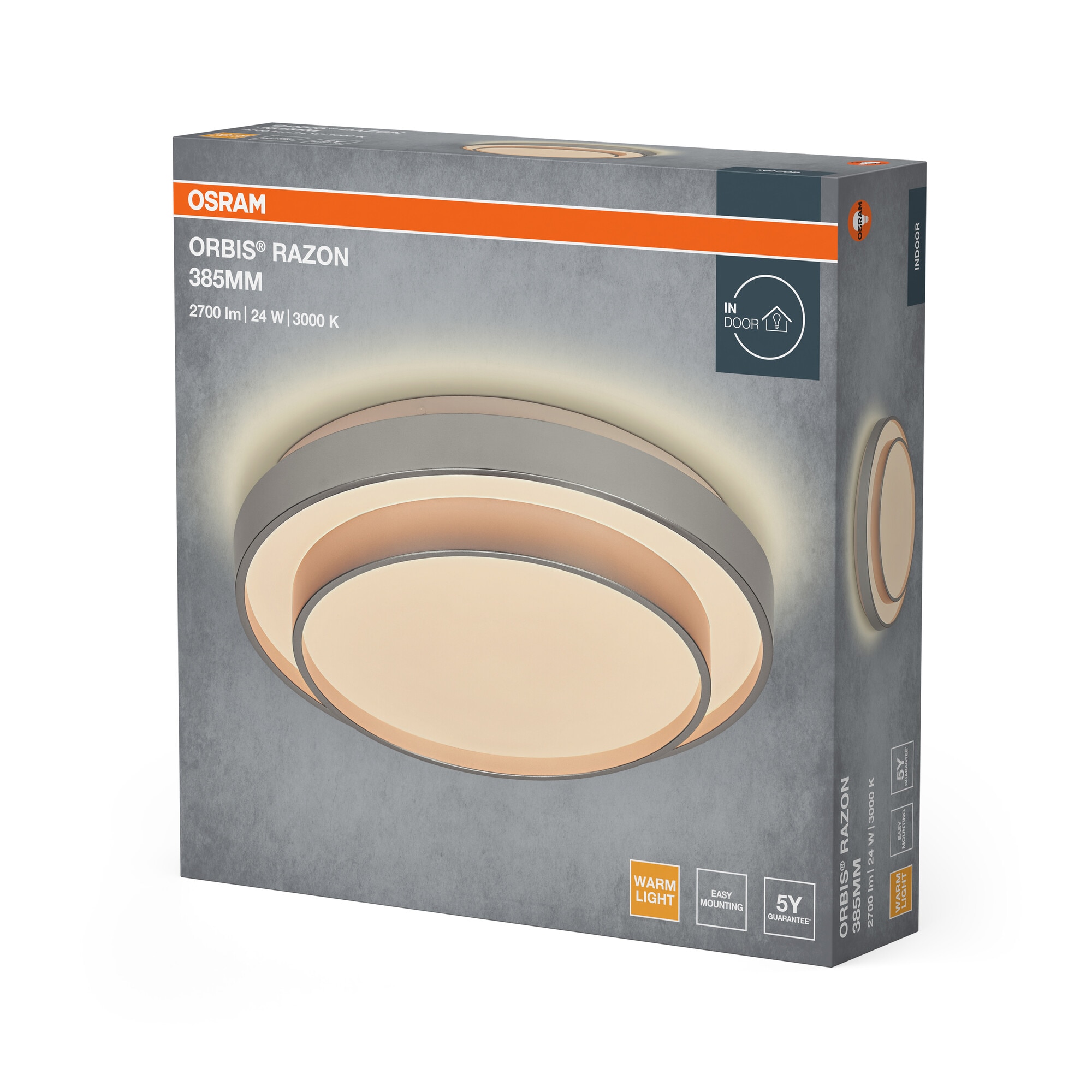 Plafon LED 24 W 3000 K 38,5 cm - Prateado Prata-2