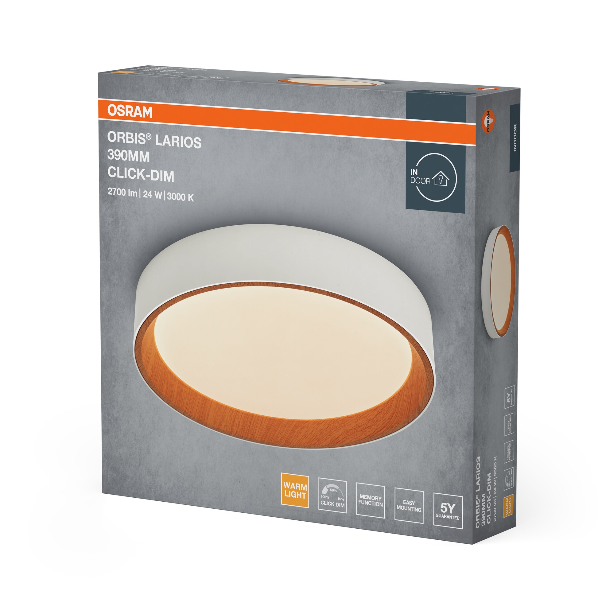 Plafon LED 24 W 3000 K 39 cm Ajustável Branco / Madeira-2