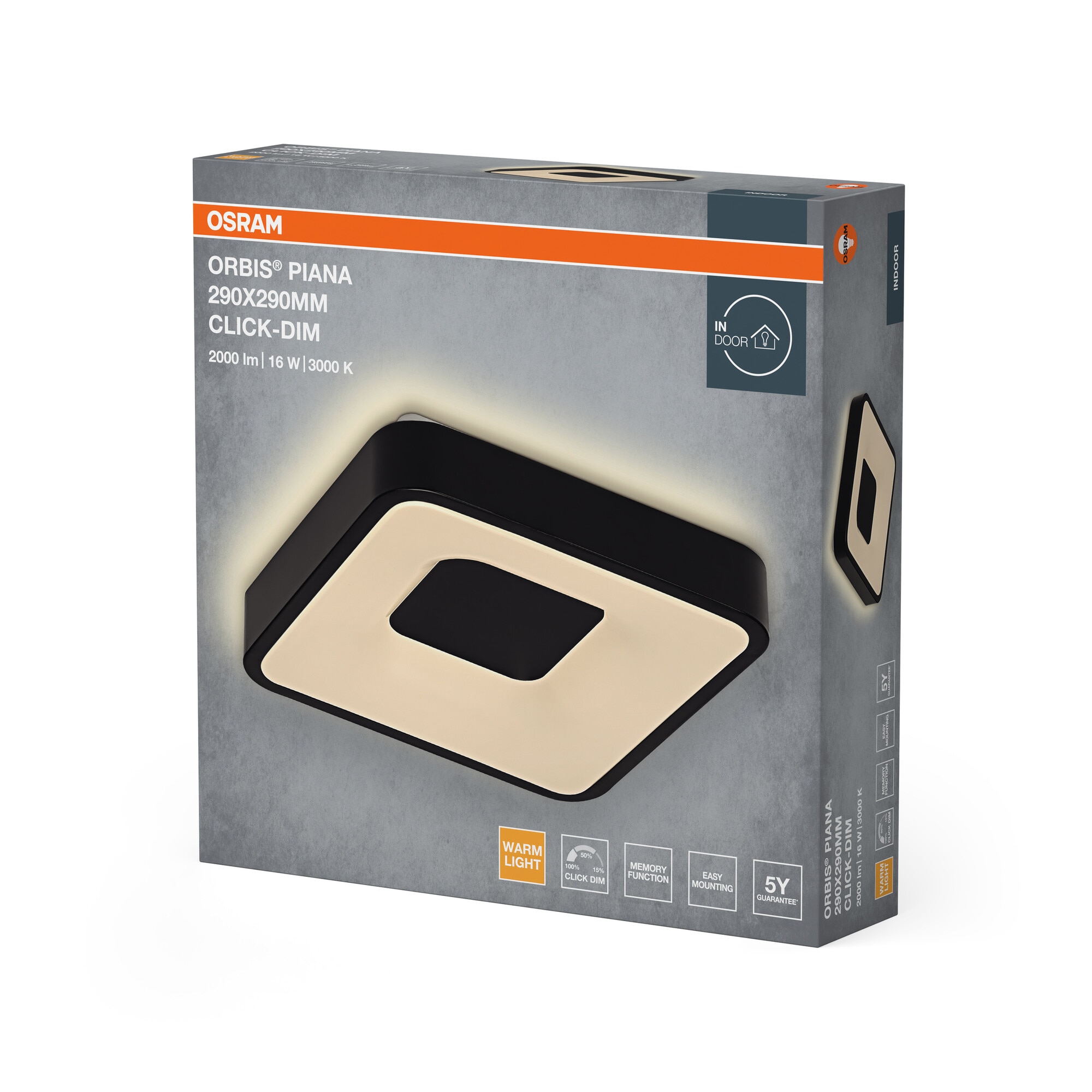 Plafon LED 16 W 3000 K 29x29 cm Ajustável Preto-2