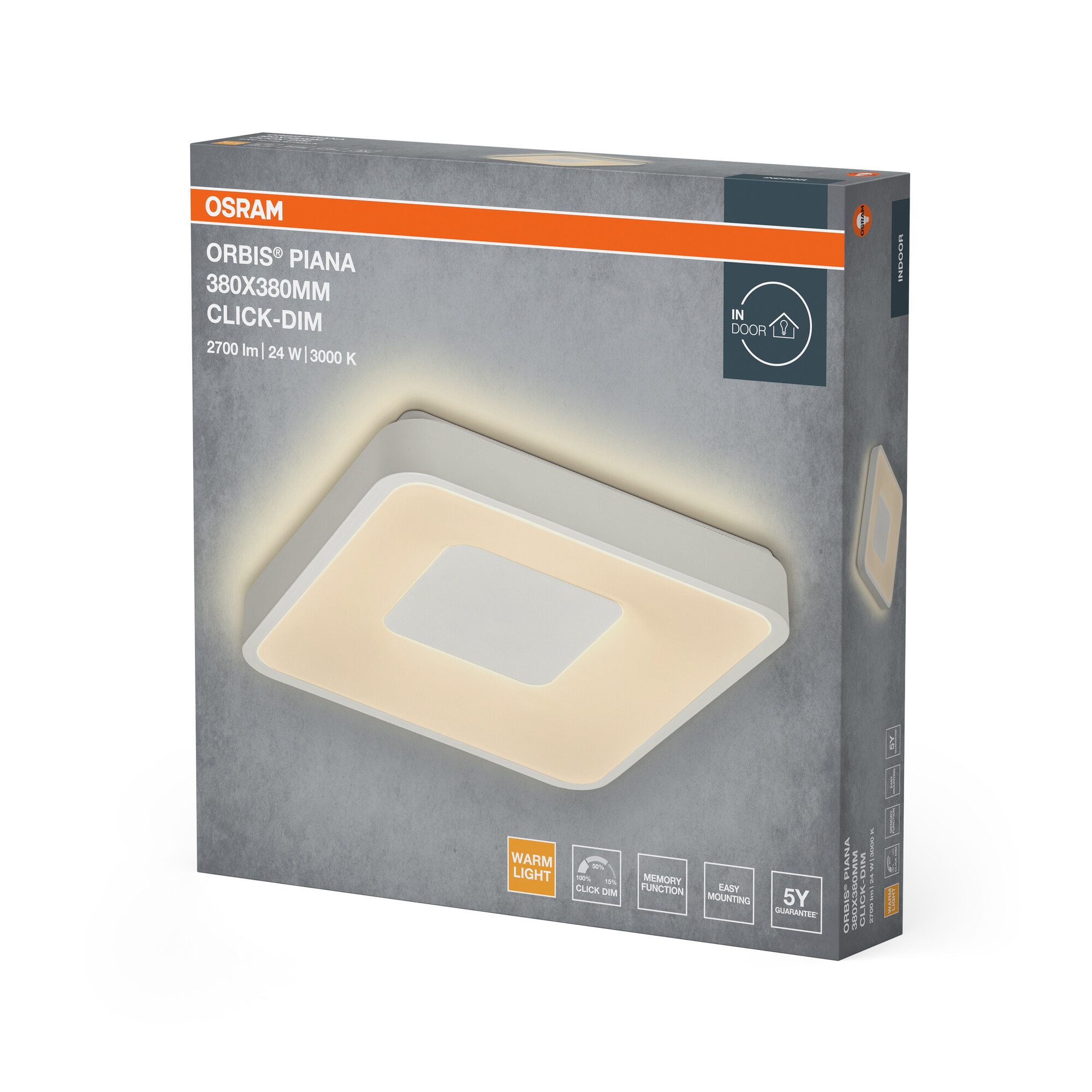 Plafon LED 24 W 3000 K 38x38 cm Branco-2