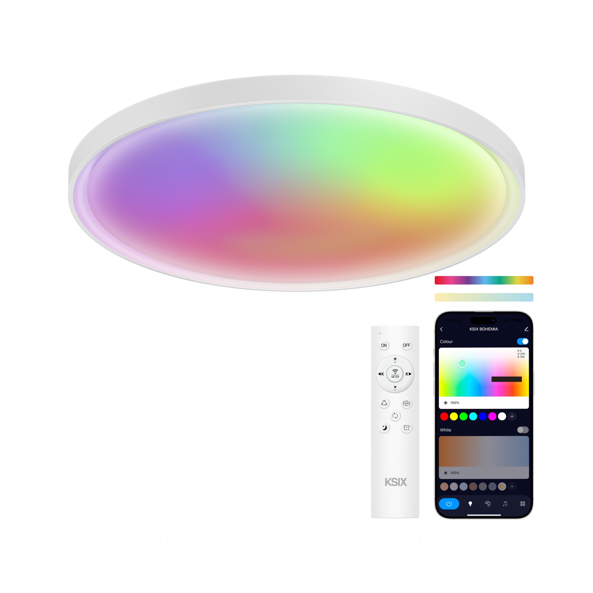Imagen 0 de Plafón SmartLED KSIX Halo 2, RGBIC + CCT, Ø37 cm, 3.200 lm, 240 LEDs, 26 W