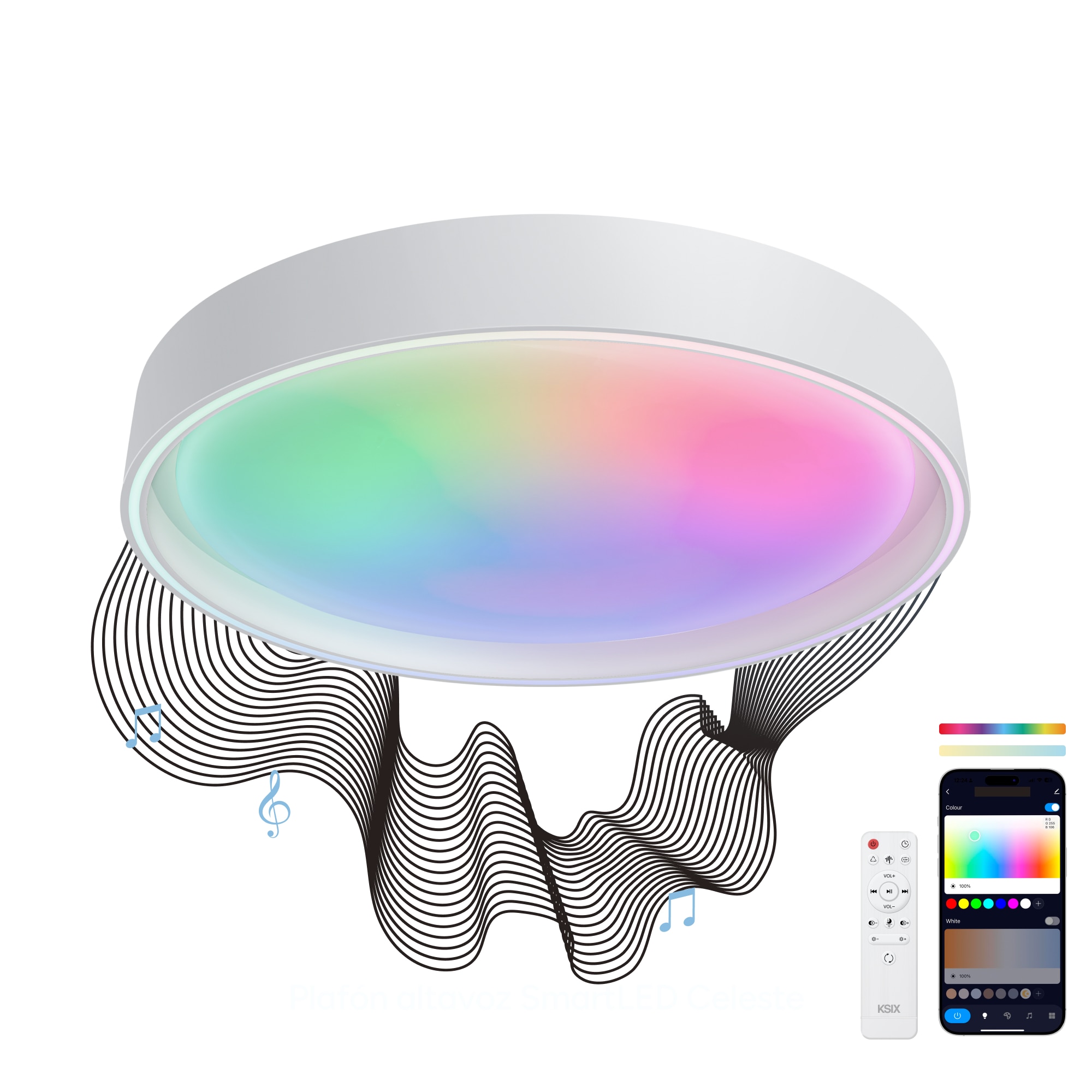 Imagen 0 de Plafón SmartLED KSIX Helios,RGBIC + CCT, Ø40x10cm, 3400 lm, 25,5W