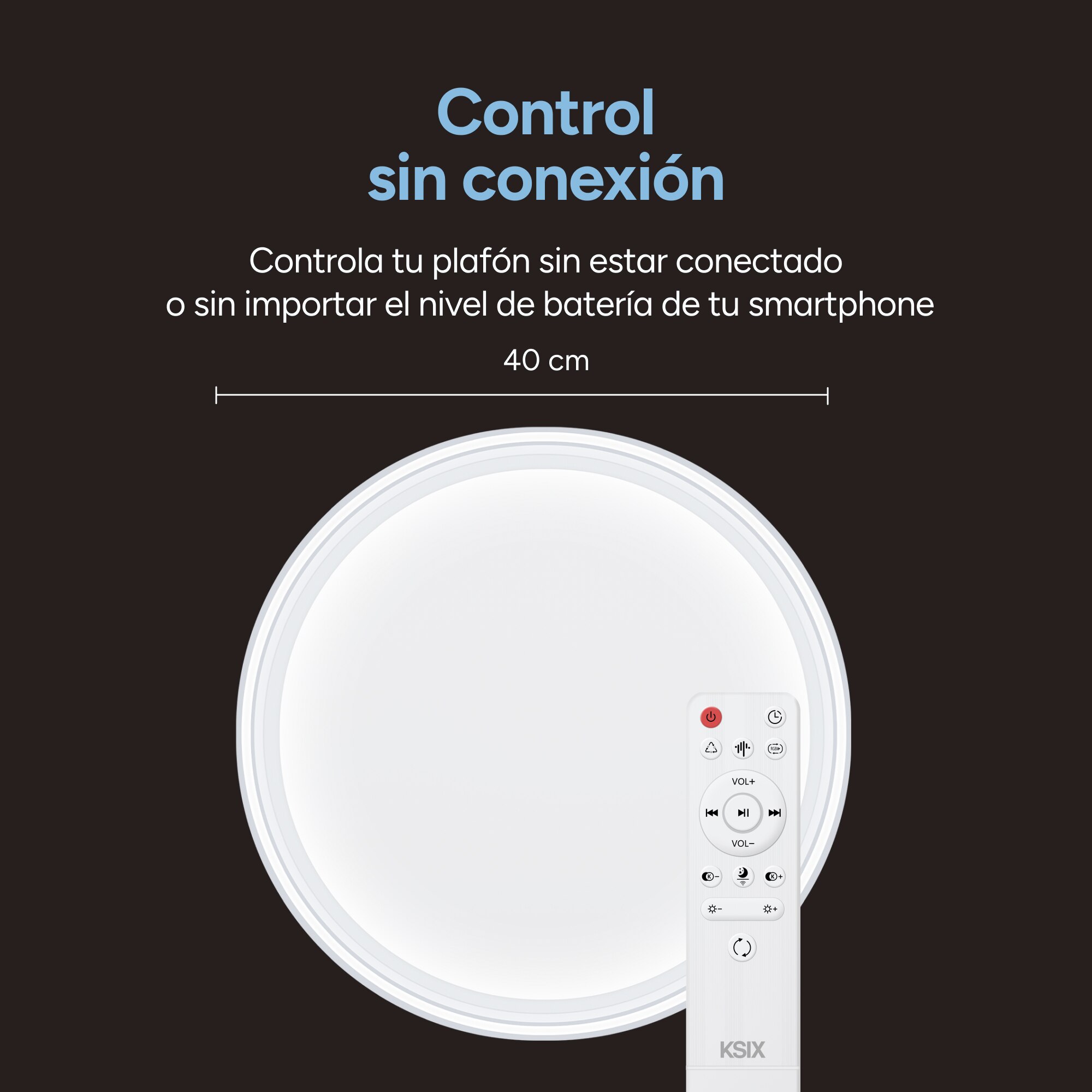 Plafón SmartLED KSIX Helios,RGBIC + CCT, Ø40x10cm, 3400 lm, 25,5W Blanco-8