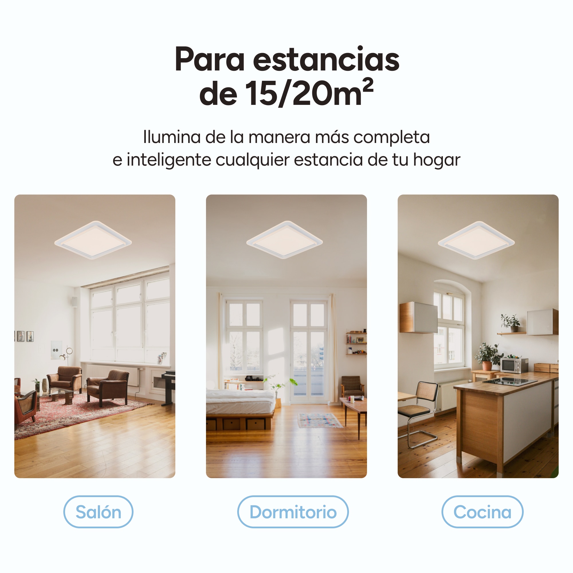 Plafón SmartLED KSIX Celeste, Altavoz, RGBIC + CCT, 48,5 x 48,5 x 9 cm, 4450 lm, 35W Blanco-7