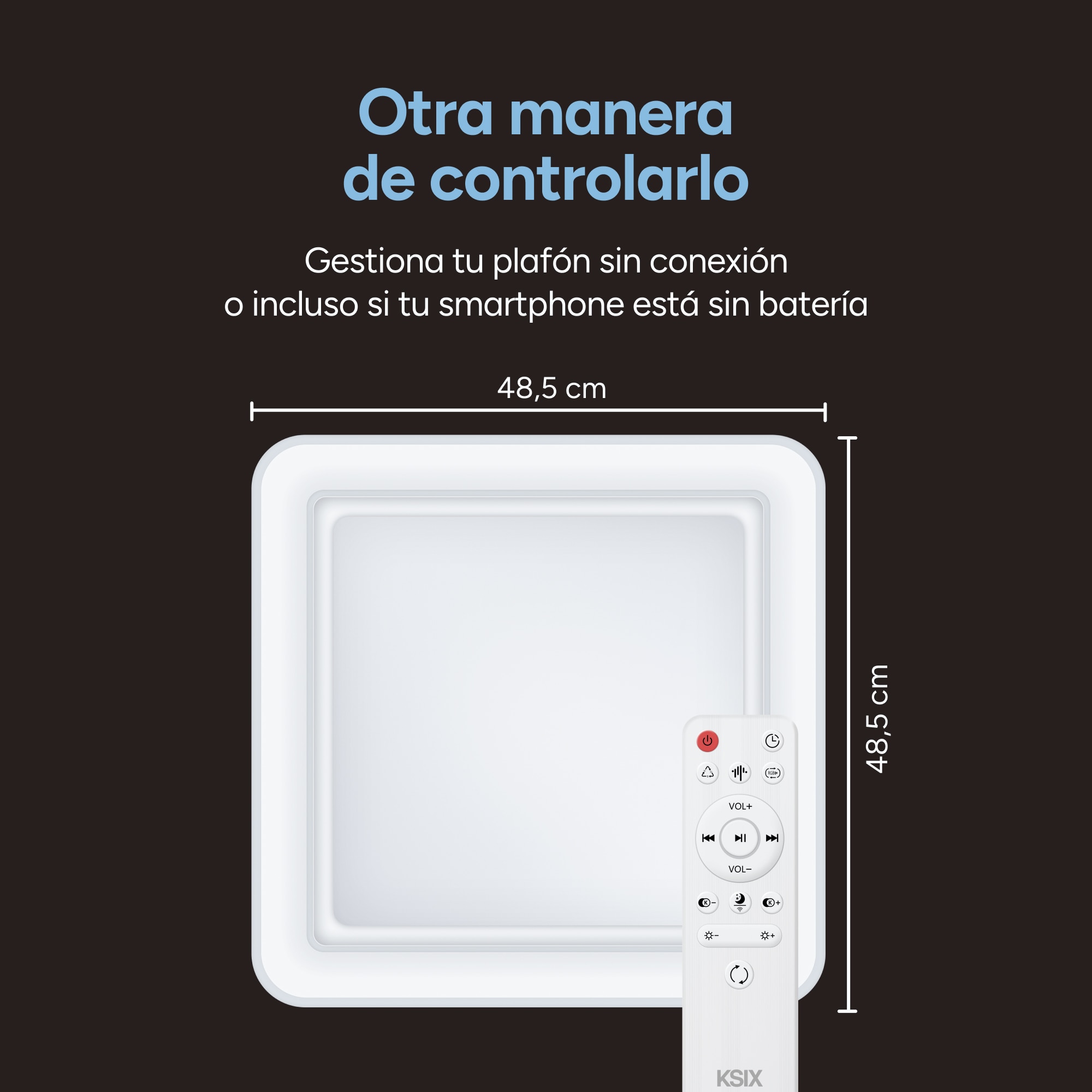 Plafón SmartLED KSIX Celeste, Altavoz, RGBIC + CCT, 48,5 x 48,5 x 9 cm, 4450 lm, 35W Blanco-8