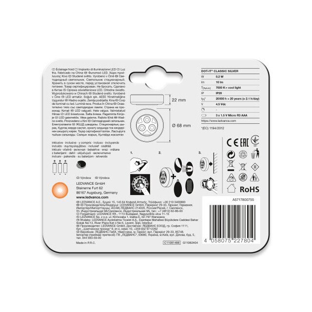 Luz guía LED a pilas DOT-IT Classic Gris-3