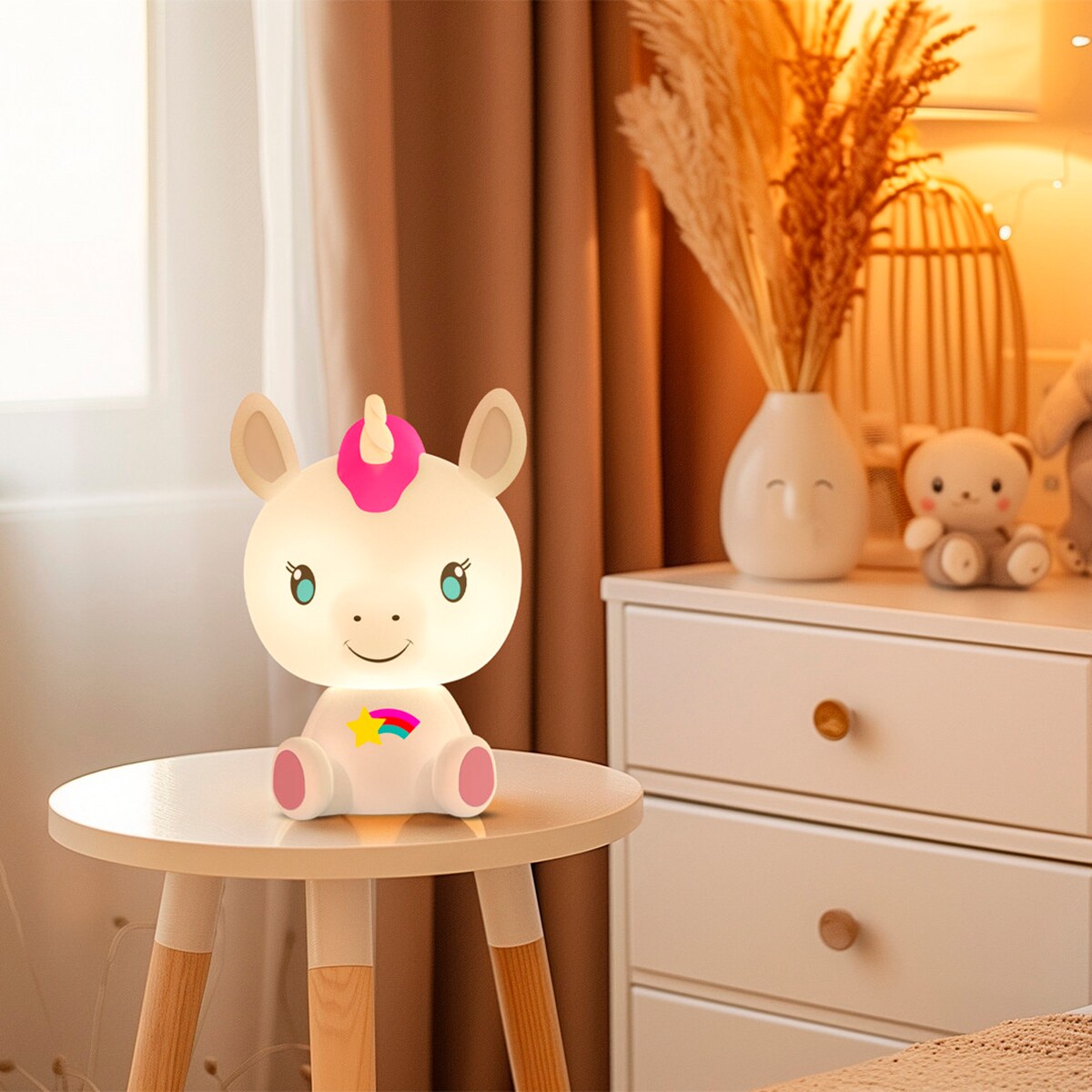 Luz Nocturna Unicornio Recargable Blanco / Rosa-2