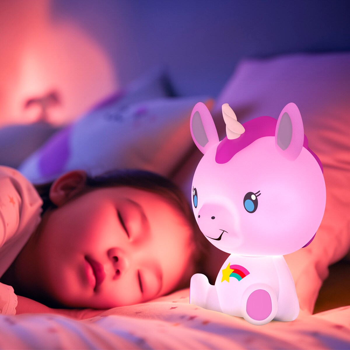 Luz Nocturna Unicornio Recargable Blanco / Rosa-3