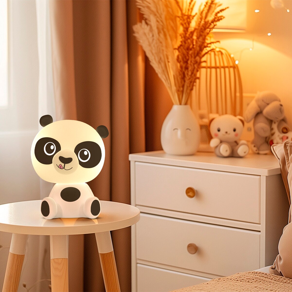 Luz Nocturna de Panda Recargable Blanco / Negro-3