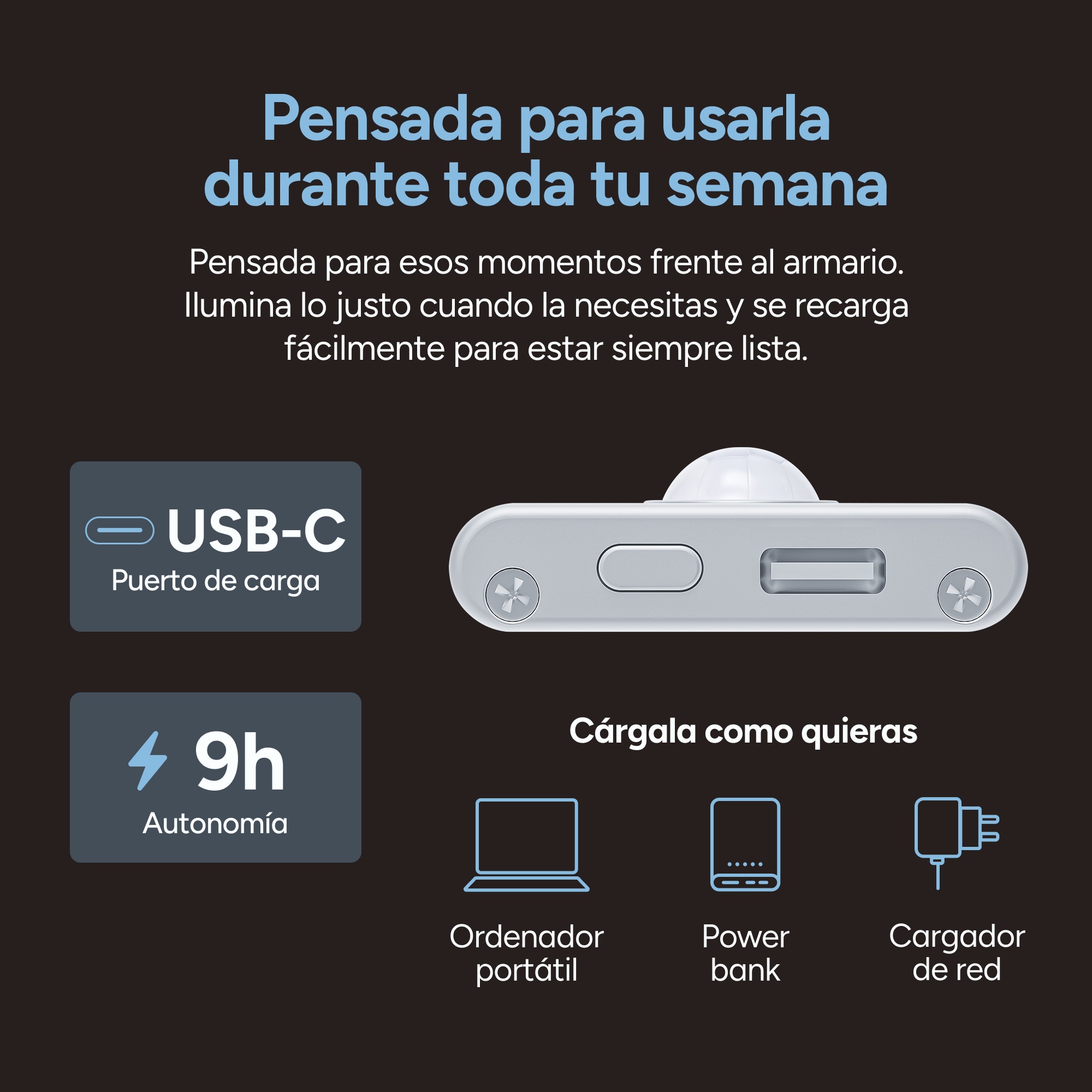 Luz Led con Sensor Recargable 60 cm 6