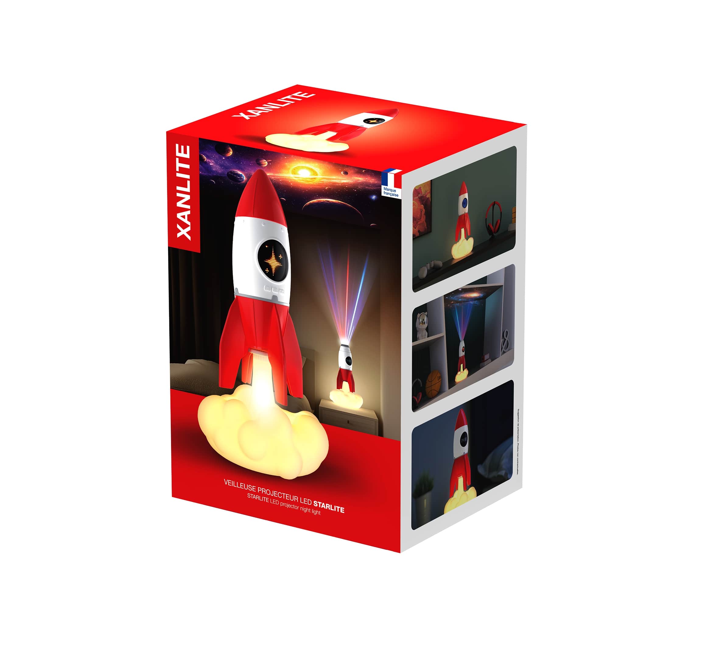Foguete Projetor Planetário com Relógio Startlite Branco / Vermelho-5