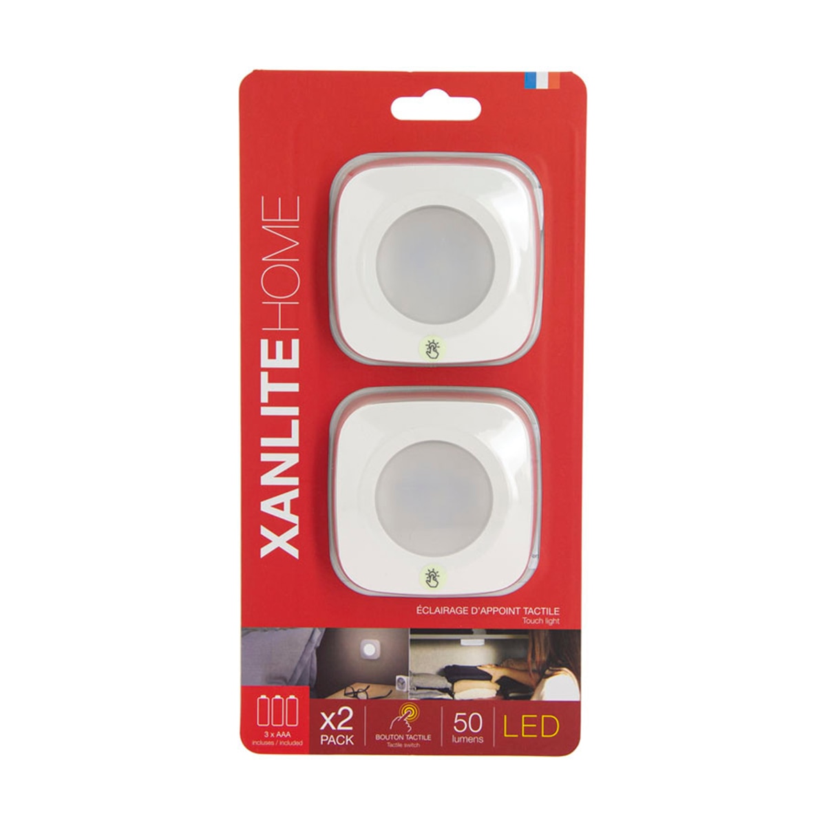 Lote de 2 luces auxiliares - táctiles - 50 lúmenes - blanco neutro, Xanlite Blanco-3
