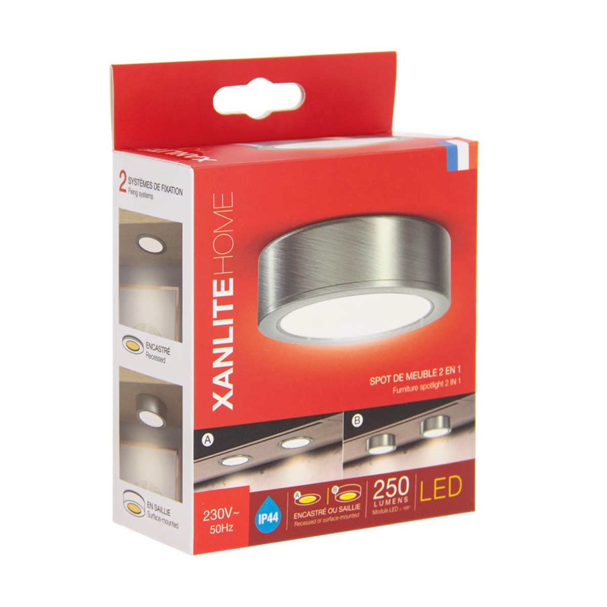 Foco led acero cepillado muebles ip44 Xanlite Acero-2