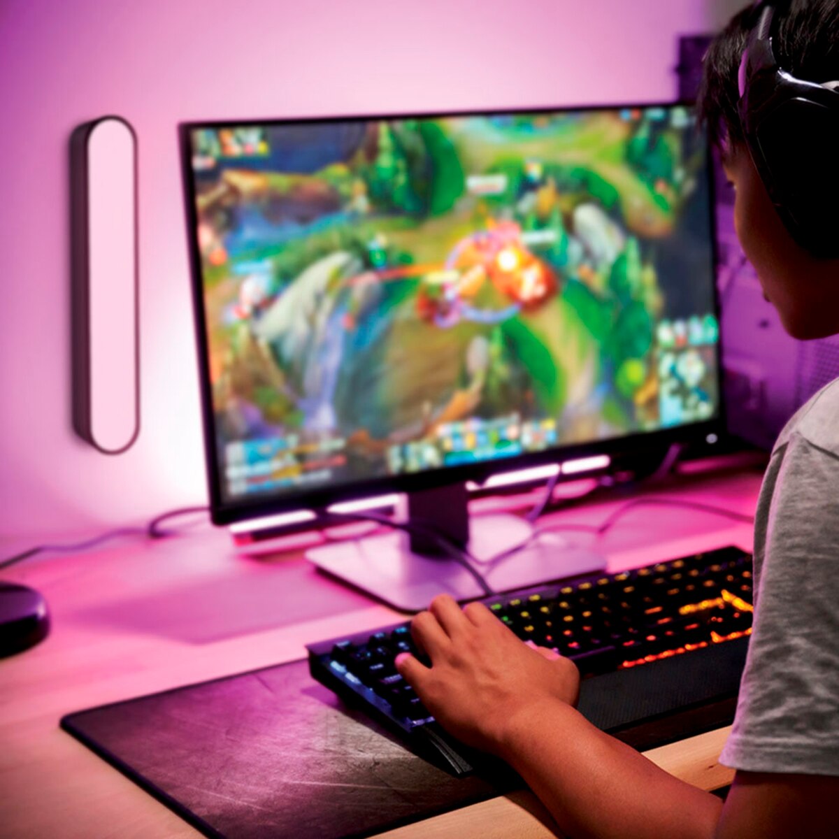 Lámpara sobremesa gaming rgb Xanlite Negro-2