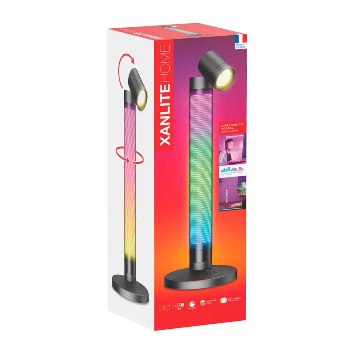 Filar usb rgb lámparas de mesa, con music synchro Xanlite Negro-2