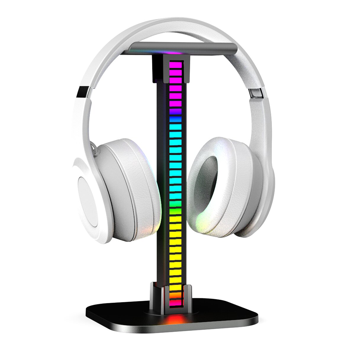 Imagen 0 de Soporte para auriculares con barra de luz led rgb digital recargable usb music sync display 12 pcs Xanlite