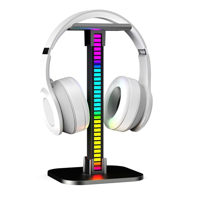 Imagen 0 de Soporte para auriculares con barra de luz led rgb digital recargable usb music sync display 12 pcs Xanlite