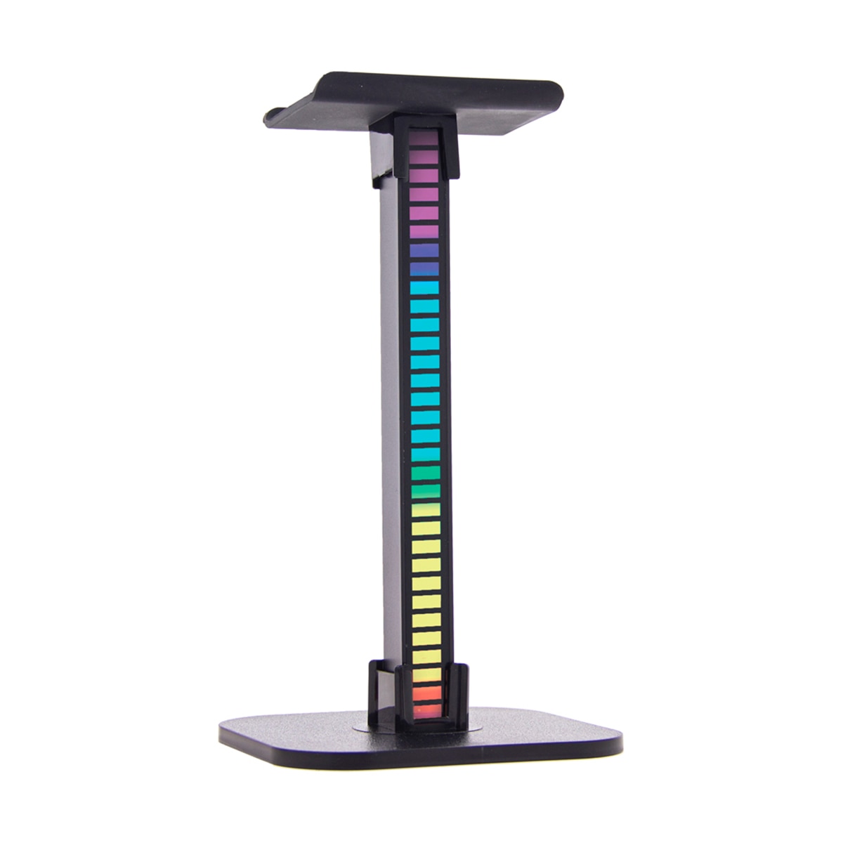 Soporte para auriculares con barra de luz led rgb digital recargable usb music sync display 12 pcs Xanlite Negro-8