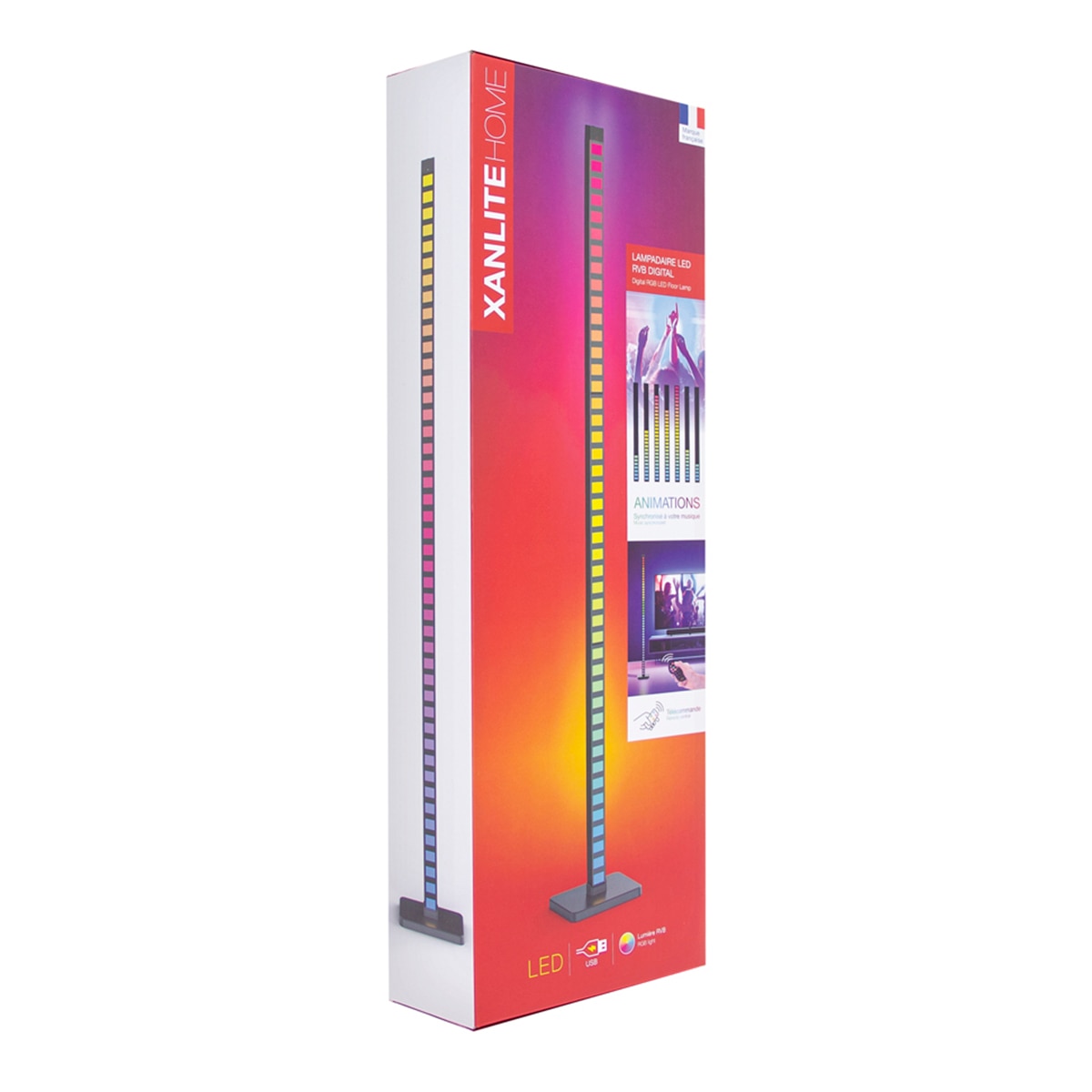 Lámpara led 120cm rgb digital filar usb sincronización musical Xanlite Negro-4
