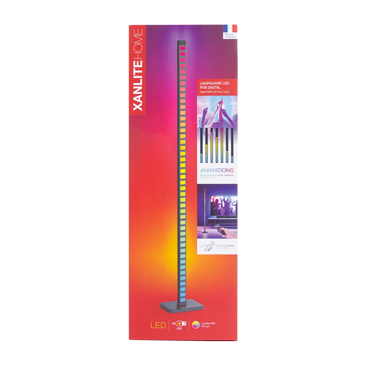 Lámpara led 120cm rgb digital filar usb sincronización musical Xanlite Negro-5