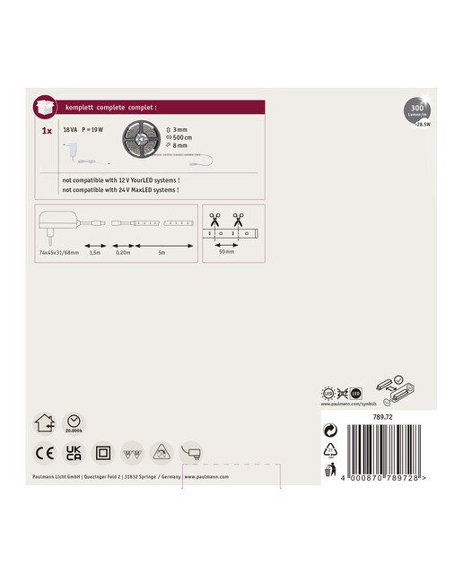 Tira LED 5 m luz cálida 17 W 1500 lm 6