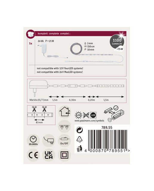 Tira LED regulable 1,5 m 3000K 11