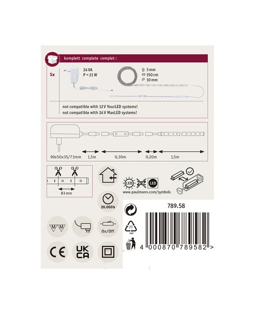Tira LED regulable 1,5 m 4000K 10