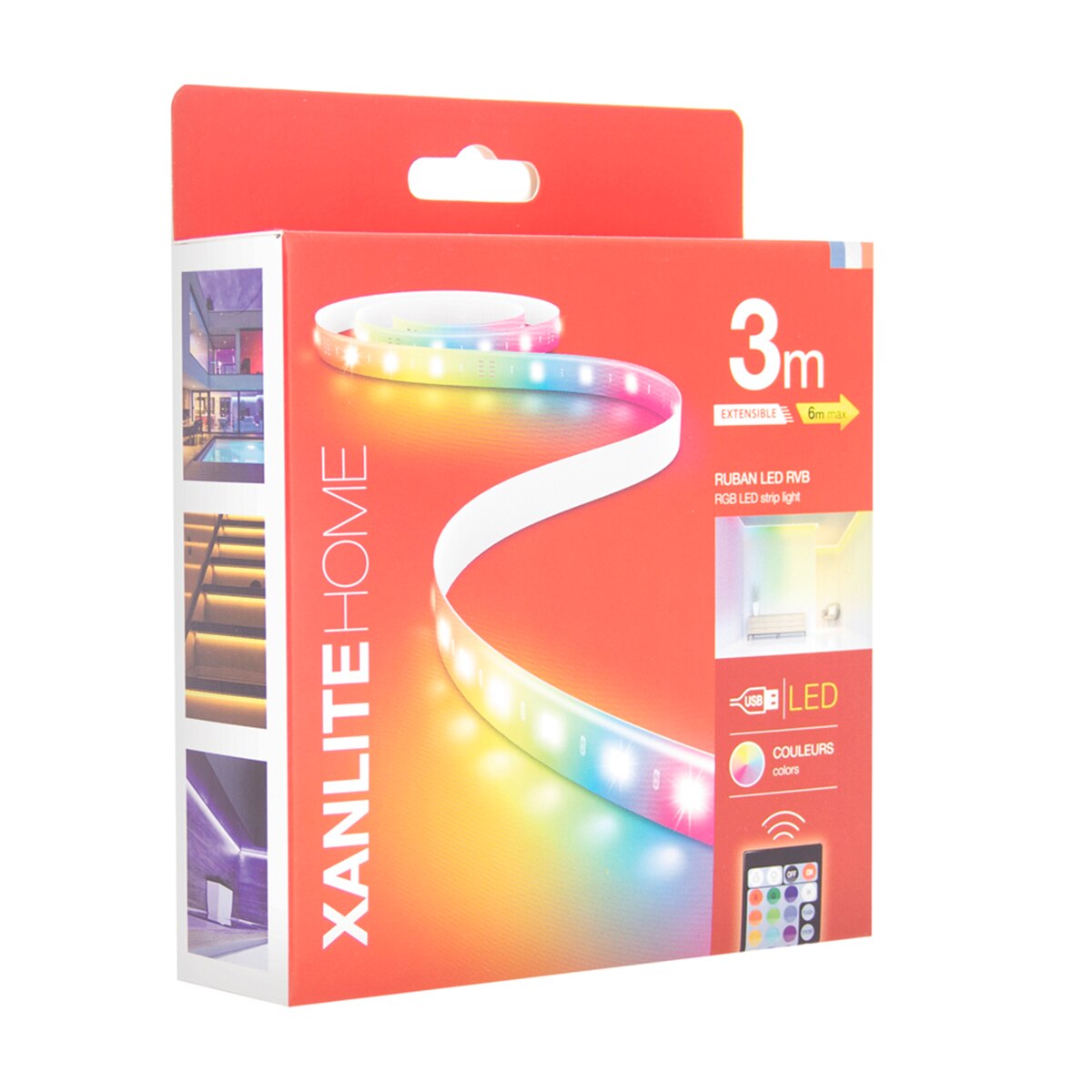 Kit Tira Led RGB 3 m con carga USB 600 lm 4