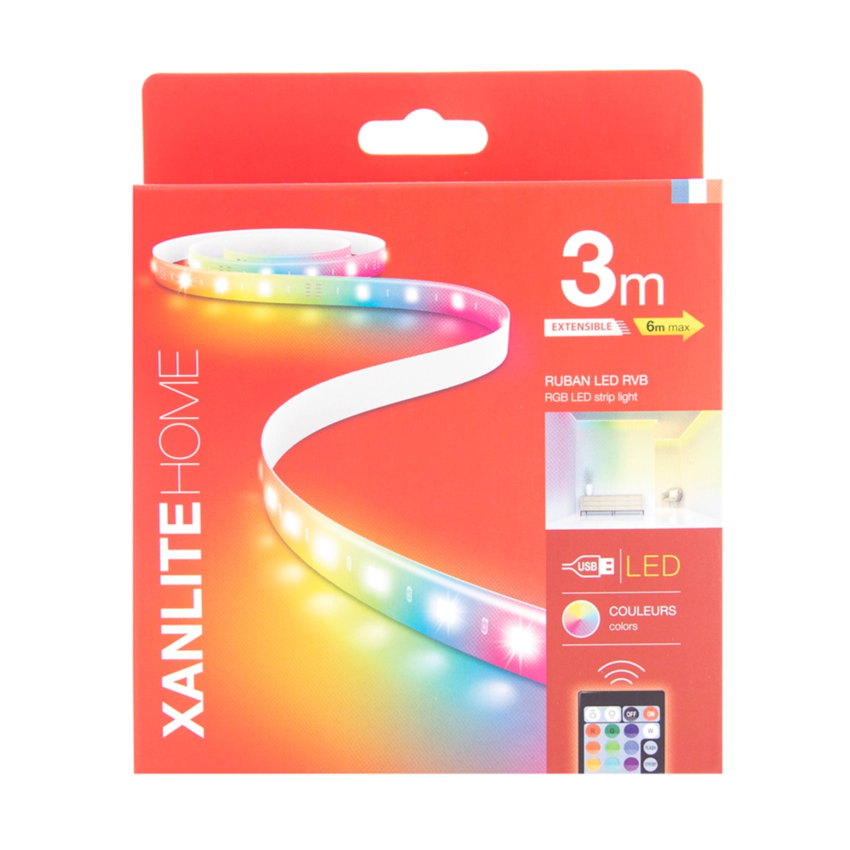Kit Tira Led RGB 3 m con carga USB 600 lm 5