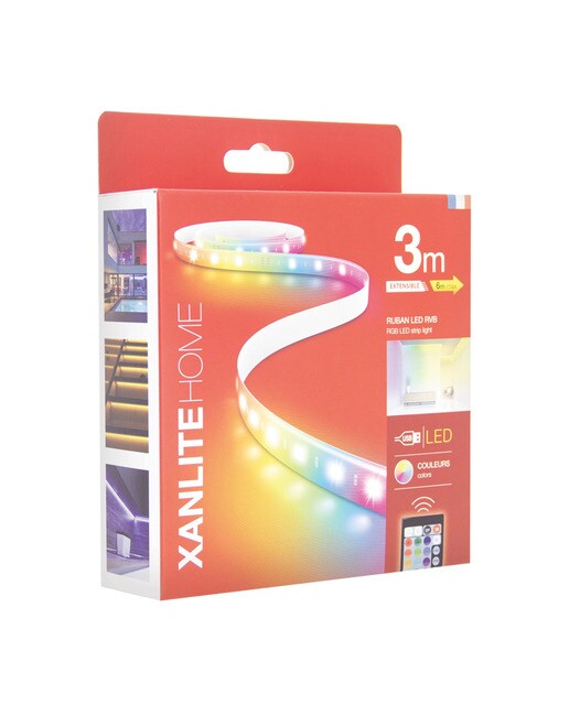 Kit Tira Led RGB 3 m con carga USB 600 lm 9