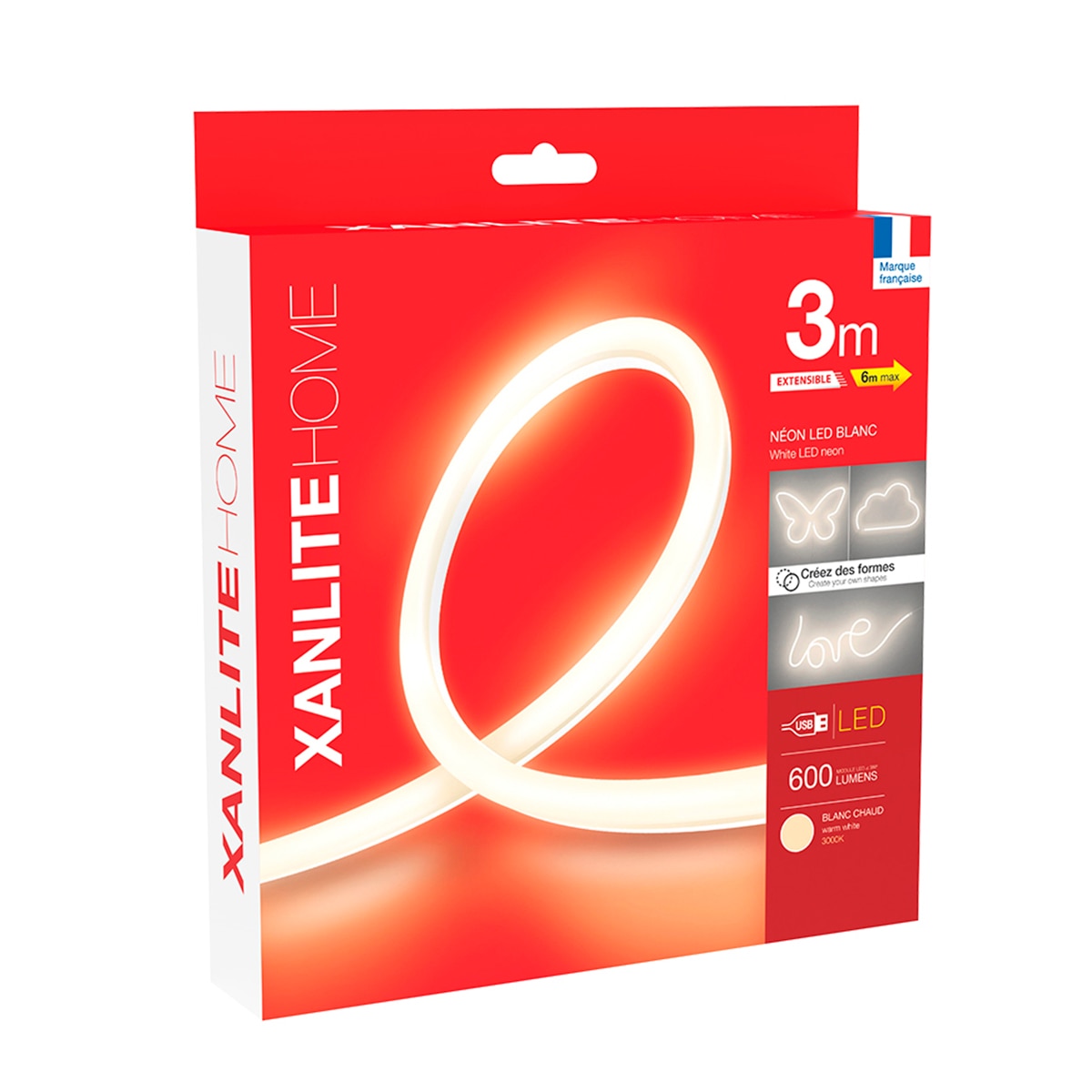 Kit Tira Led Blanca Neón 3 m con carga USB 600 lm 2