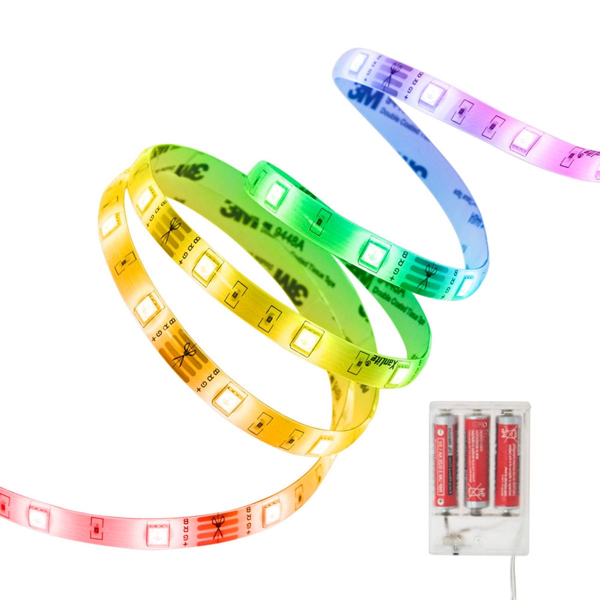 Tira de luz led rgb regulable de 1m, pilas incluidas (3x aa) Xanlite Blanco-2