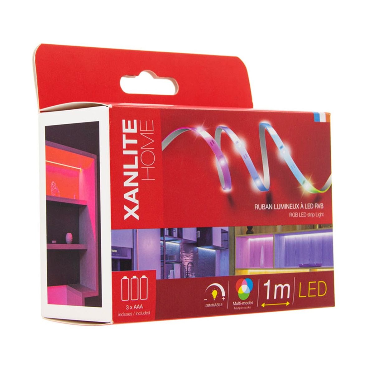 Tira de luz led rgb regulable de 1m, pilas incluidas (3x aa) Xanlite Blanco-3