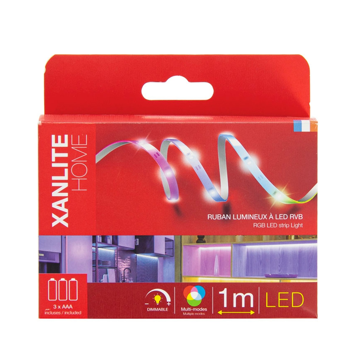 Tira de luz led rgb regulable de 1m, pilas incluidas (3x aa) Xanlite Blanco-4