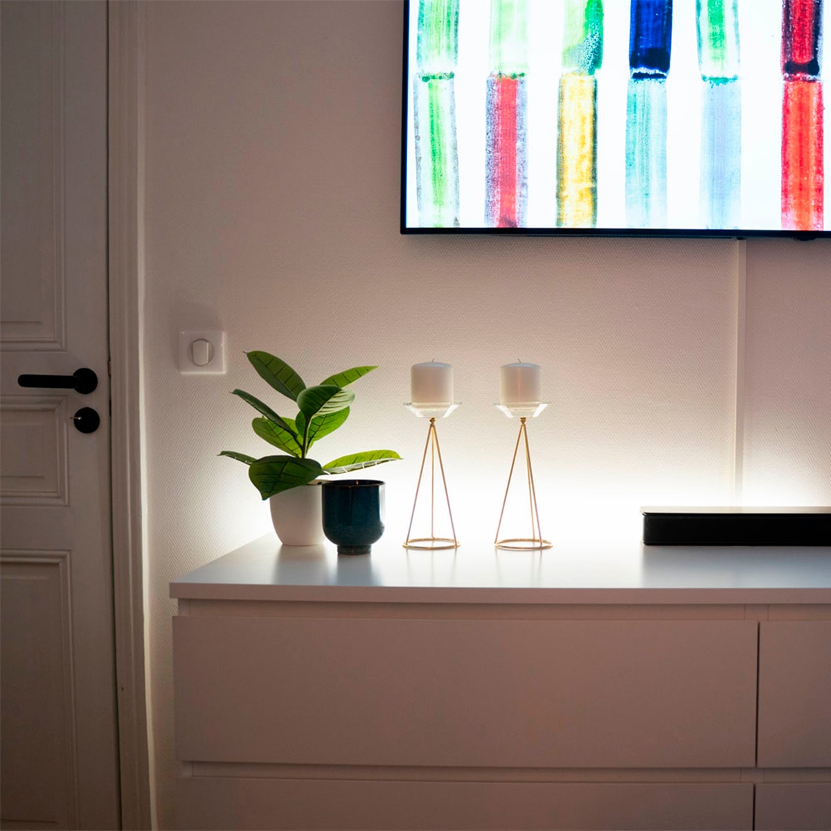 Tira de luz led blanca de 1m, 150 lúmenes, pilas incluidas (3x aa), Xanlite Blanco-3