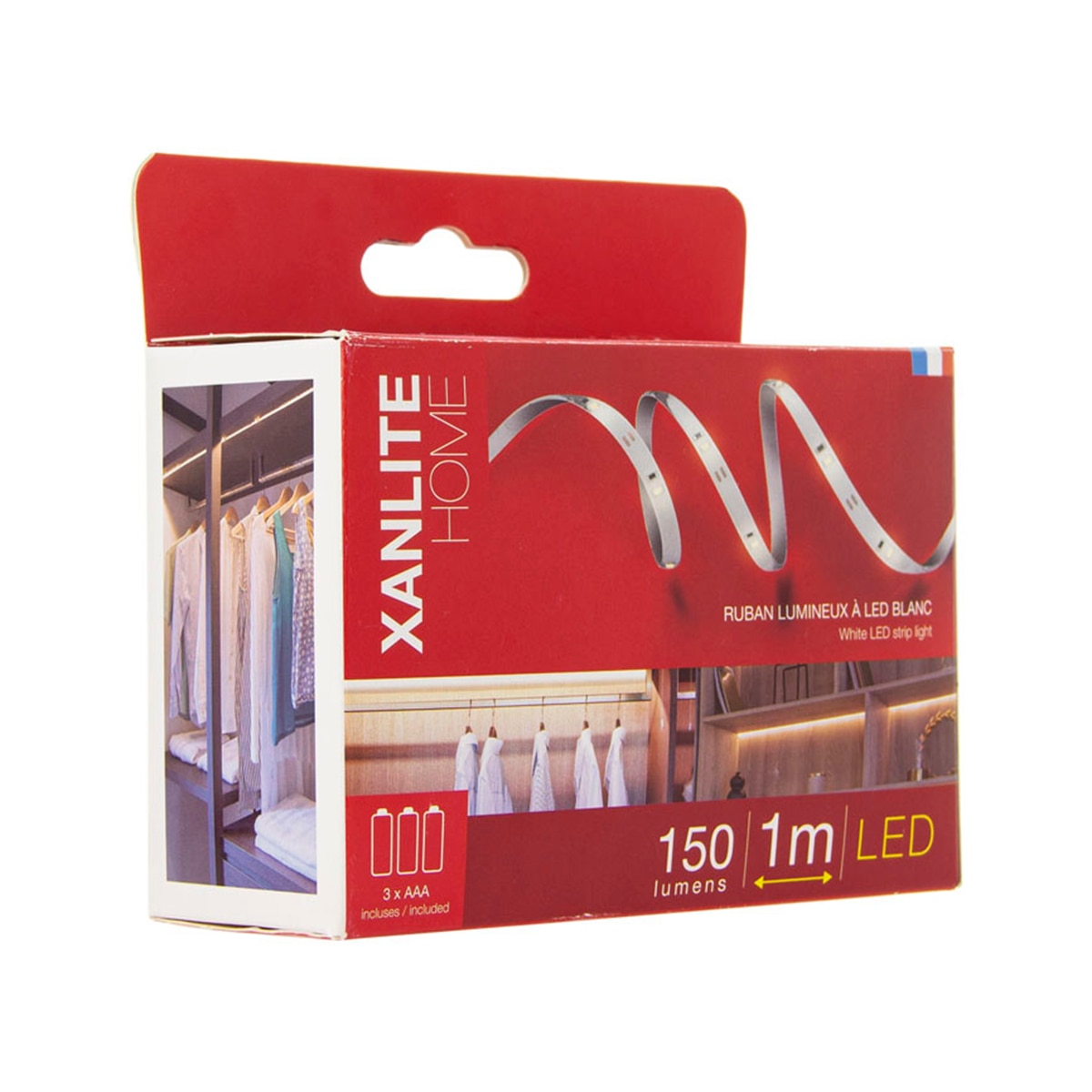 Tira de luz led blanca de 1m, 150 lúmenes, pilas incluidas (3x aa), Xanlite Blanco-4