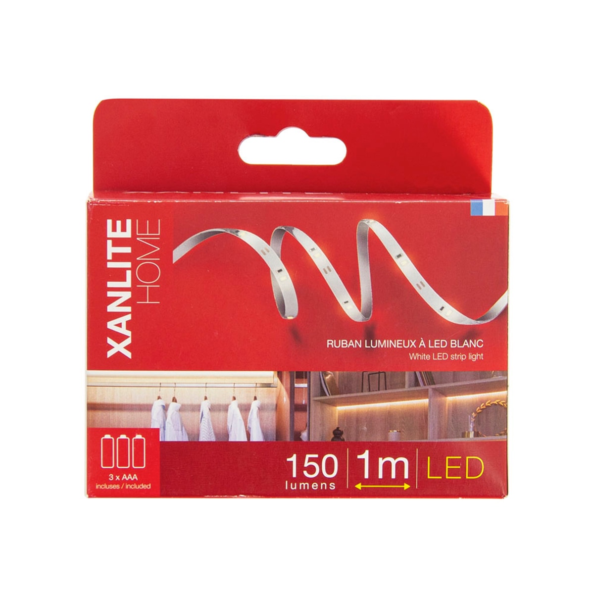 Tira de luz led blanca de 1m, 150 lúmenes, pilas incluidas (3x aa), Xanlite Blanco-5