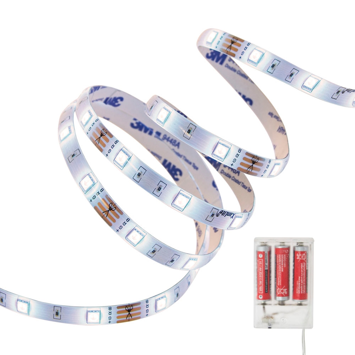 Tira de luz led blanca de 1m, 150 lúmenes, pilas incluidas (3x aa), Xanlite Blanco-9