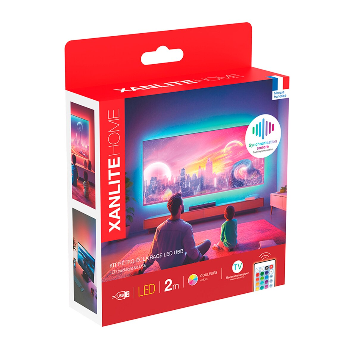 Tira led rgb 2 metros con usb y mando a distancia incluido Xanlite Blanco-4