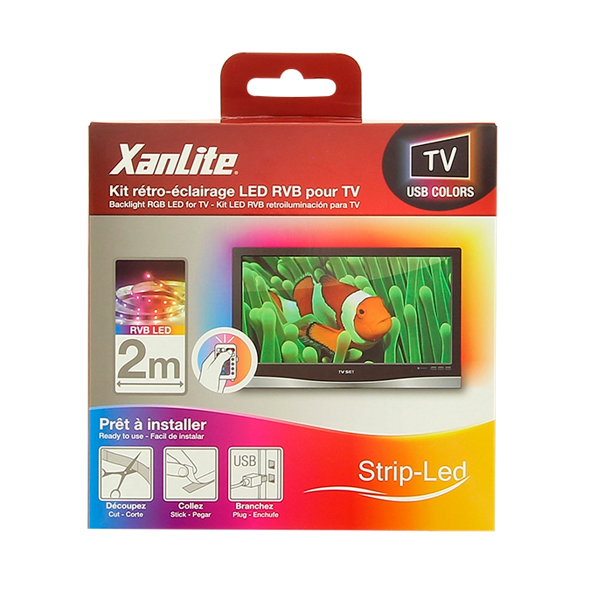 Tira led rgb 2 metros con usb y mando a distancia incluido Xanlite Blanco-5
