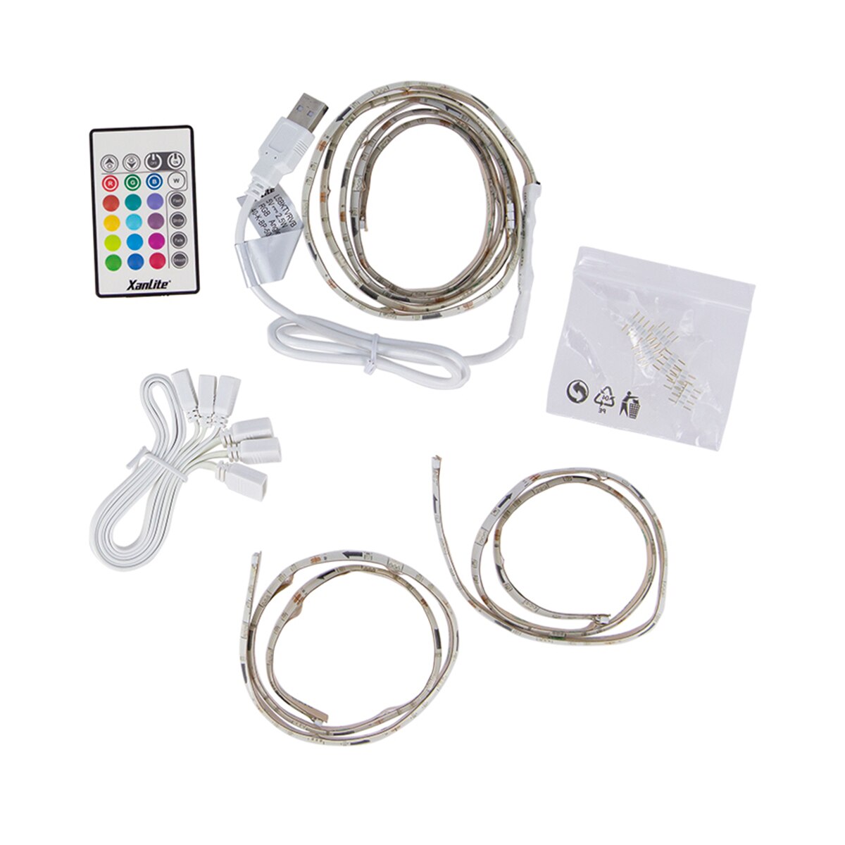 Tira led rgb 2 metros con usb y mando a distancia incluido Xanlite Blanco-7