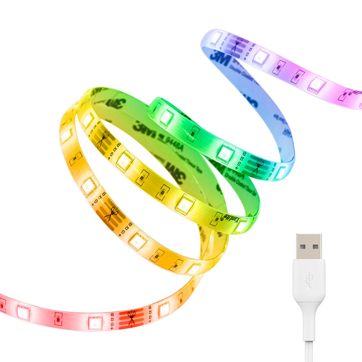 Tira led rgb 2 metros con usb y mando a distancia incluido Xanlite Blanco-8