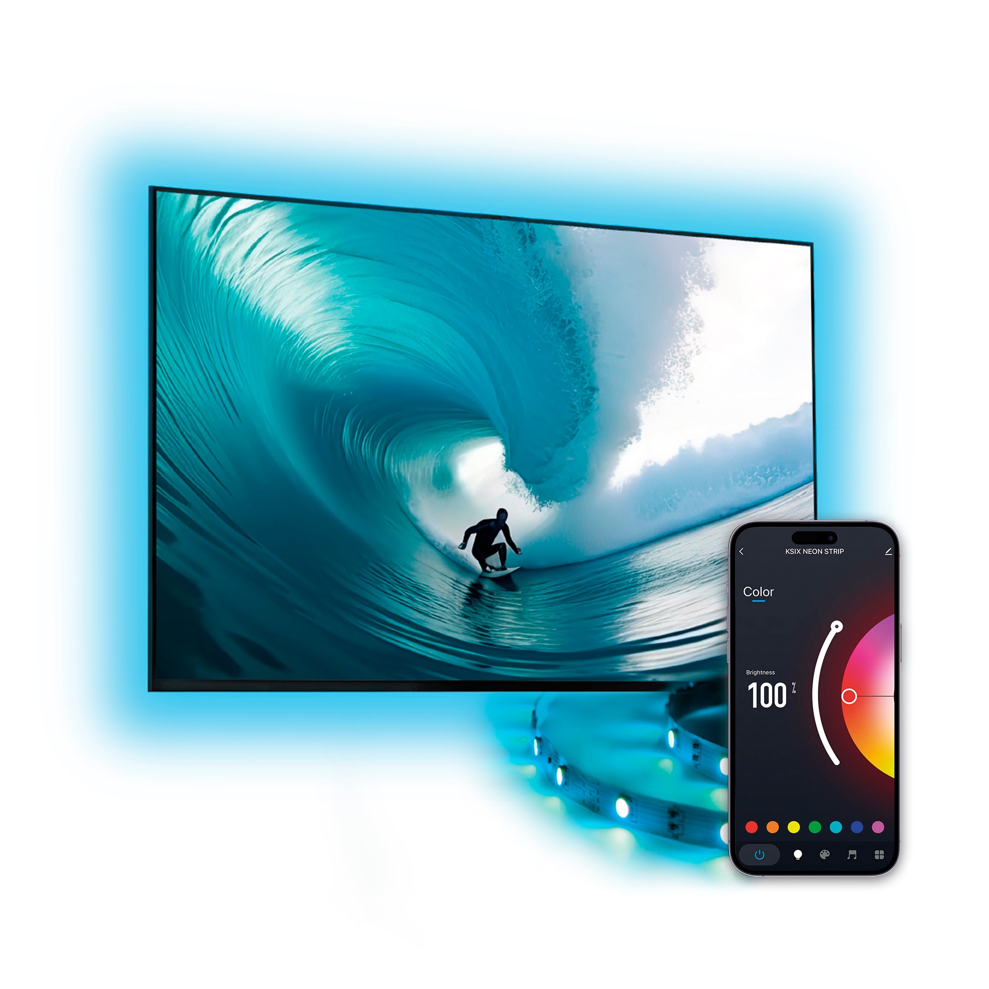 Imagen 0 de Tira SmartLED para TV KSIX 2m, Recortable, 480 lm, Colores RGB, Hasta 70"