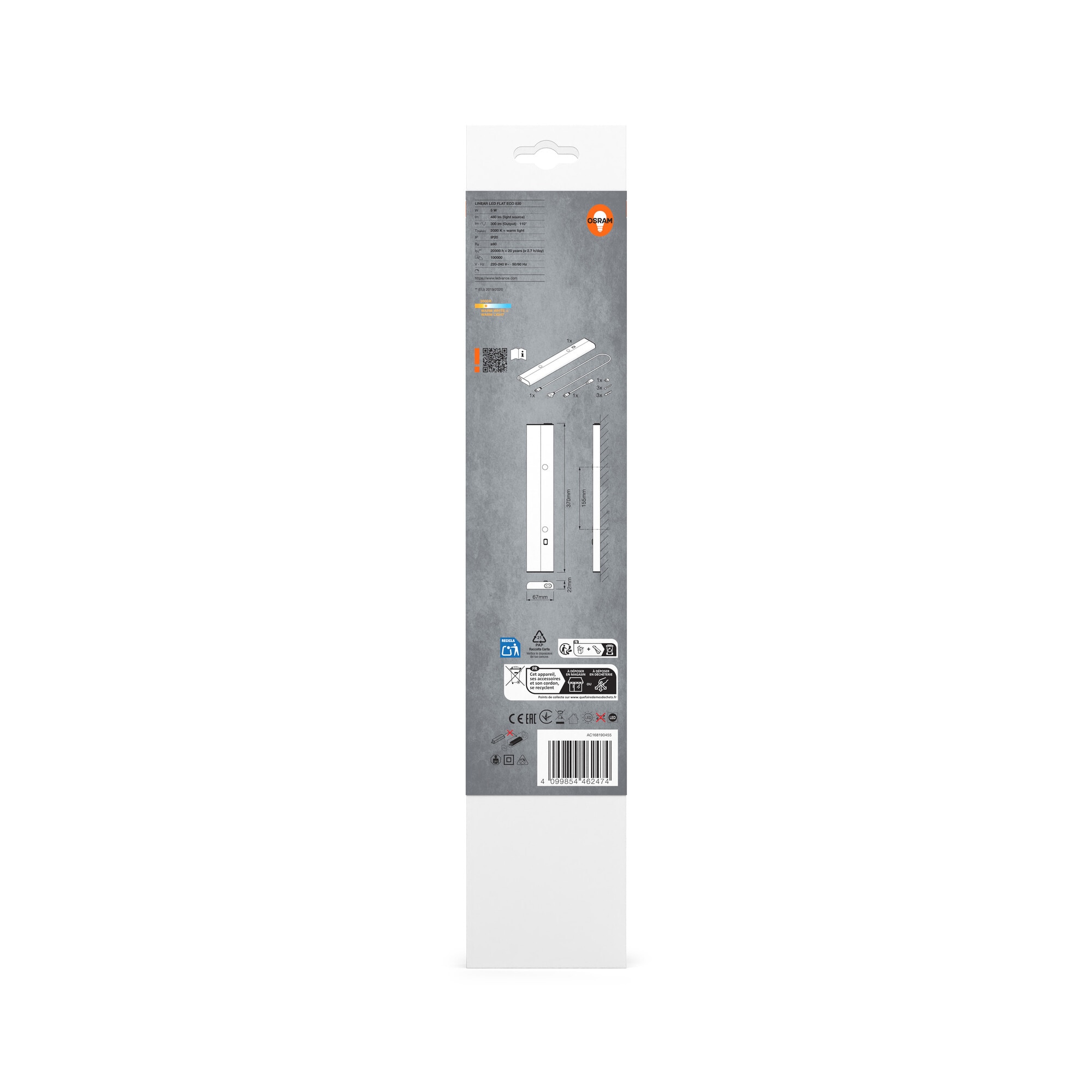 Luminaria LED lineal plana Eco 6 W 3000 K 3